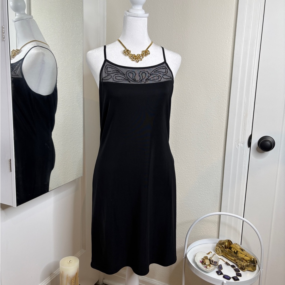 Elegant Black Dress with Embroidered Beaded Detail